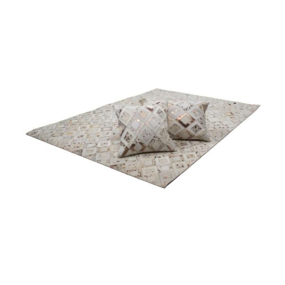 Paris Prix Coussin en Cuir  Spark  45x45cm Ivoire & Chrome