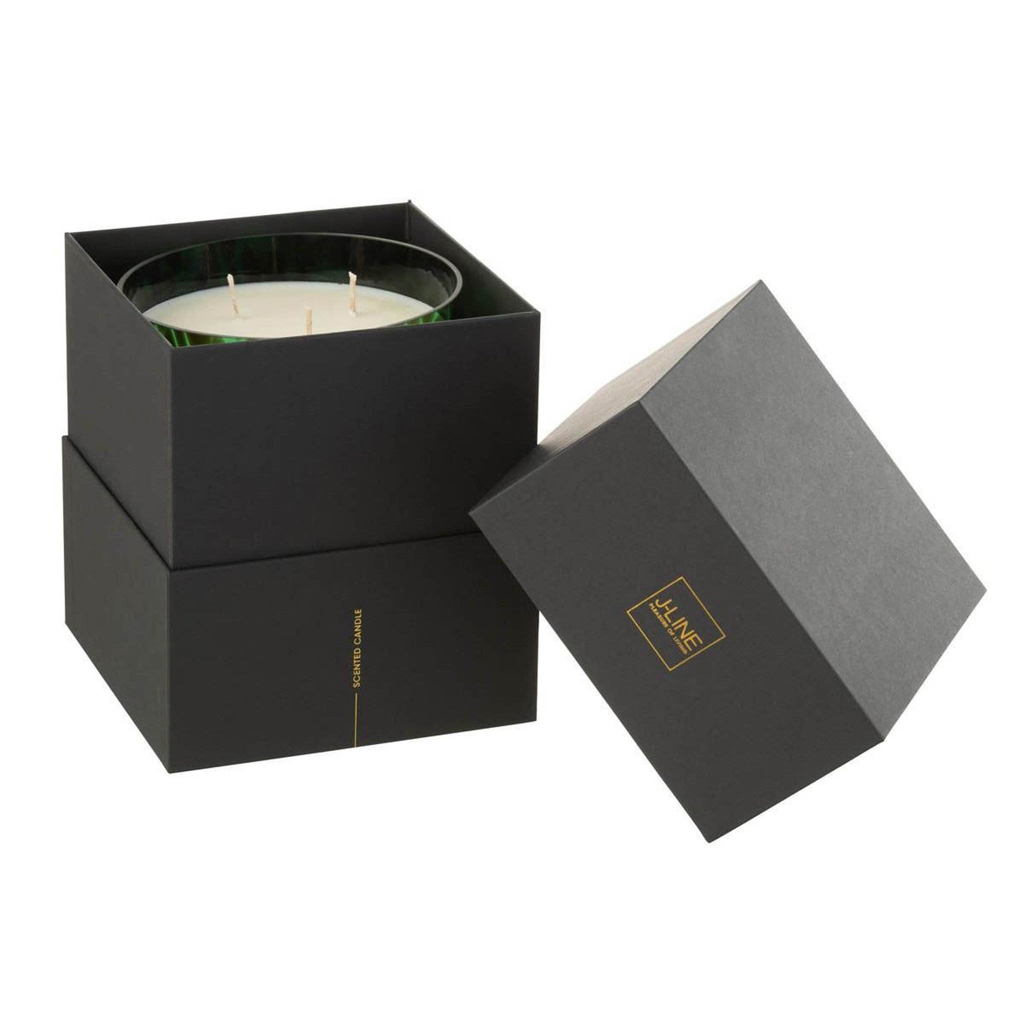 Voir la diapositive 4 : J-LINE Bougie parfumée  noa  20cm bois de santal vert