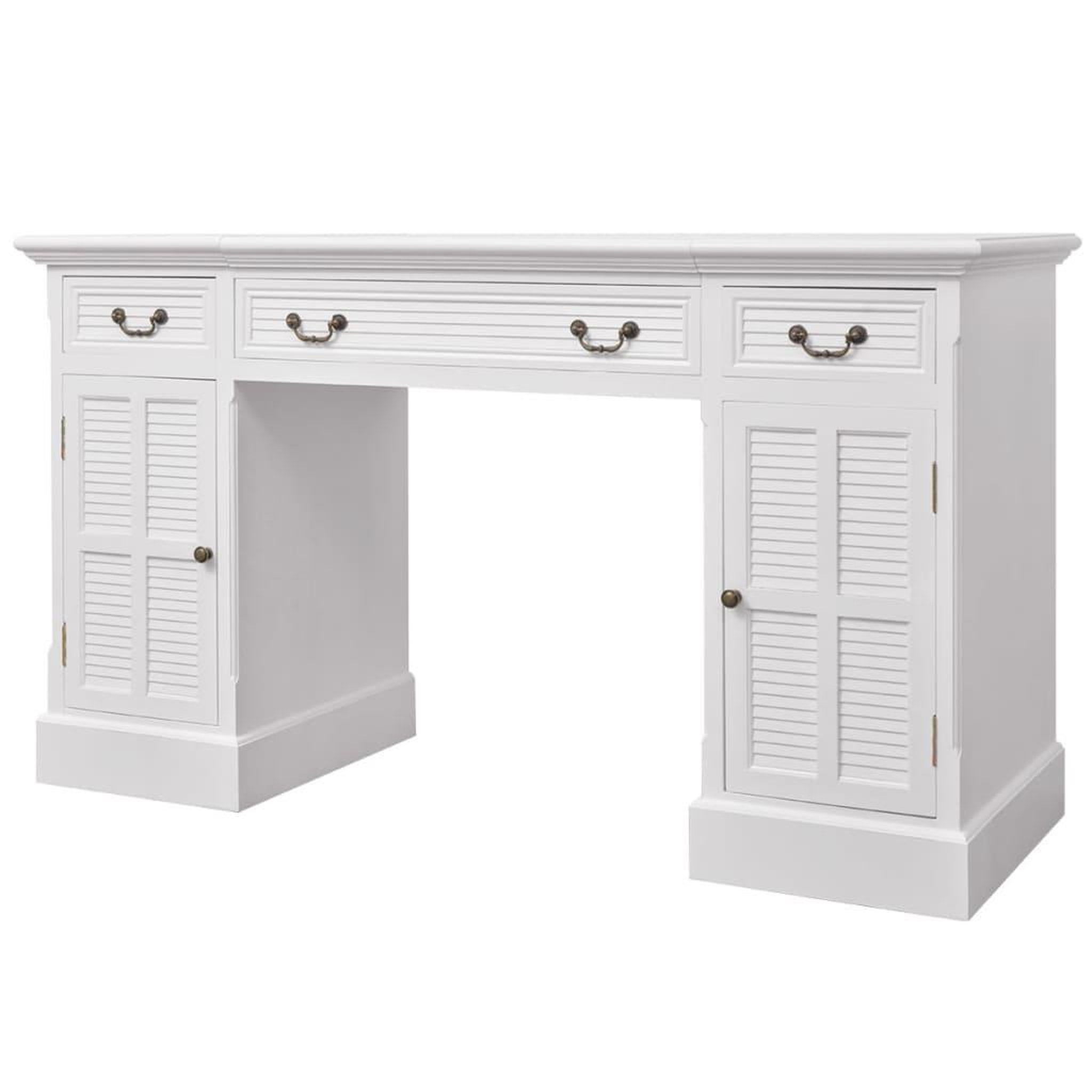 VIDAXL Bureau a double piedestal blanc 140 x 48 x 80 cm