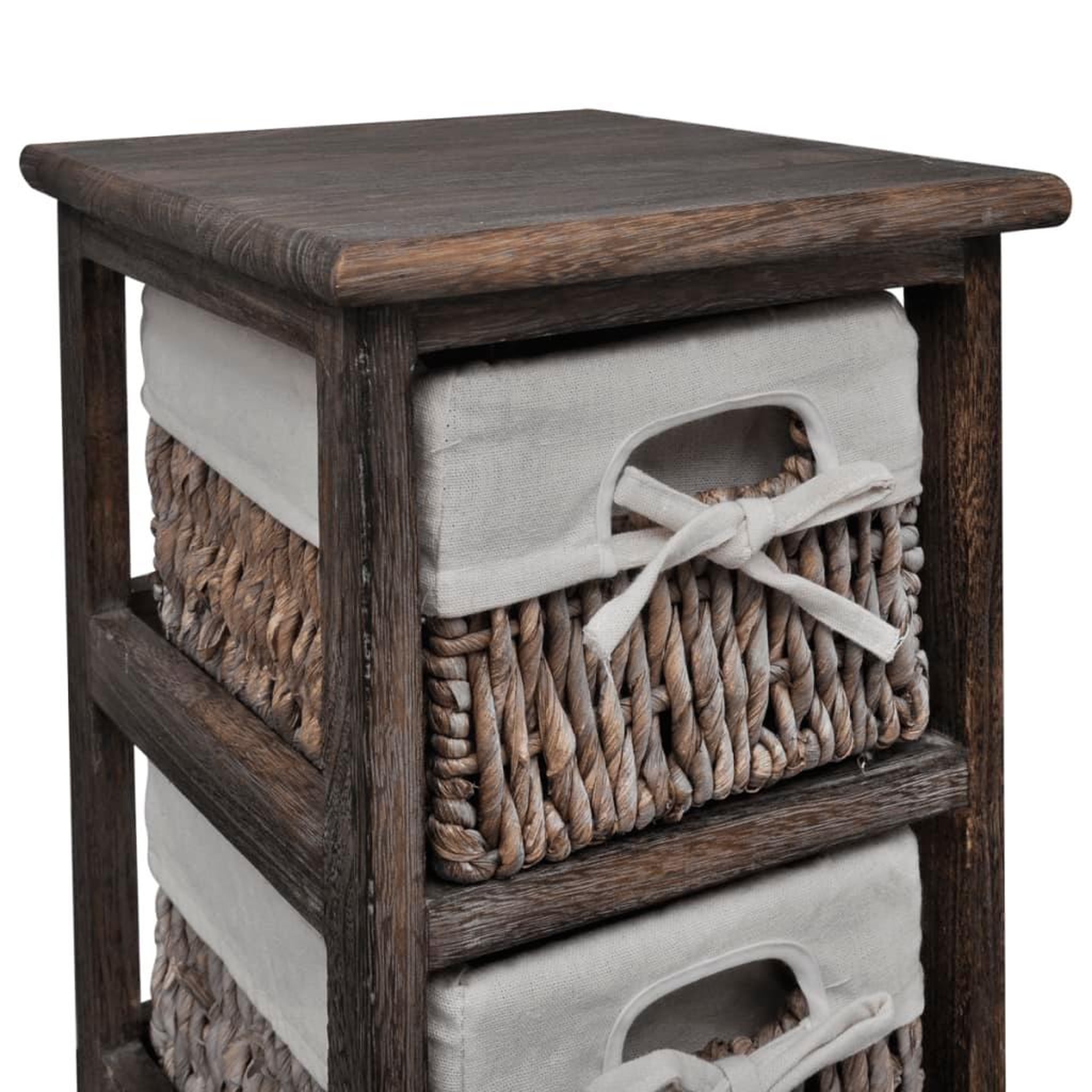 Voir la diapositive 2 : VIDAXL Etagere de rangement en bois 5 paniers en tissage Marron