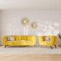 Voir la diapositive 2 : Rendez vous déco Ensemble canapé et fauteuil en velours jaune 4 places - Mona