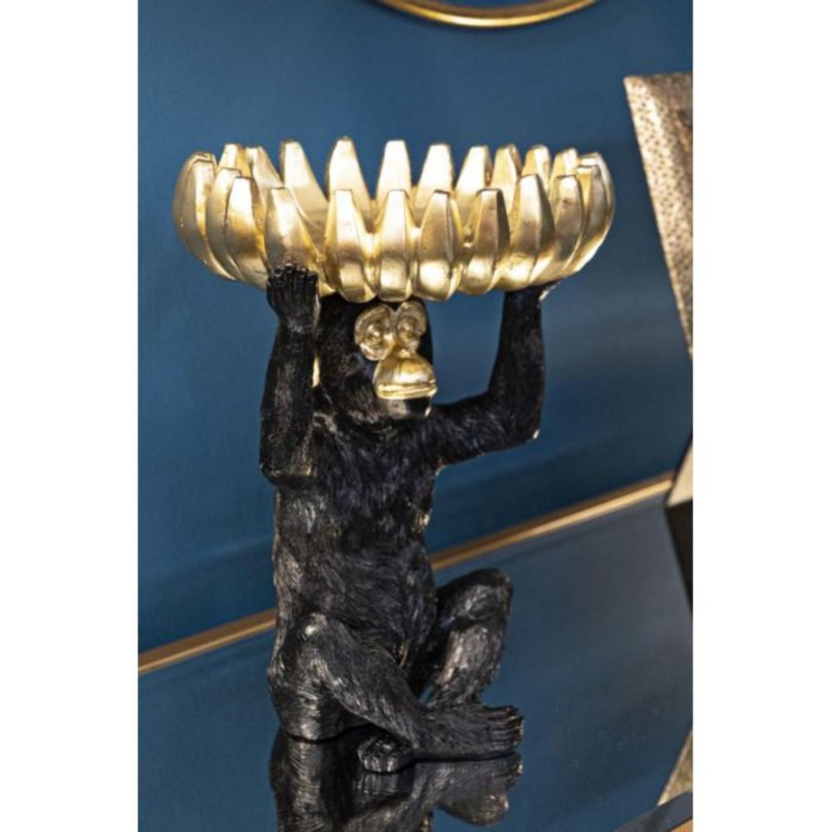 Paris Prix Vide-Poche Statuette Singe  Banane  31cm Noir & Or