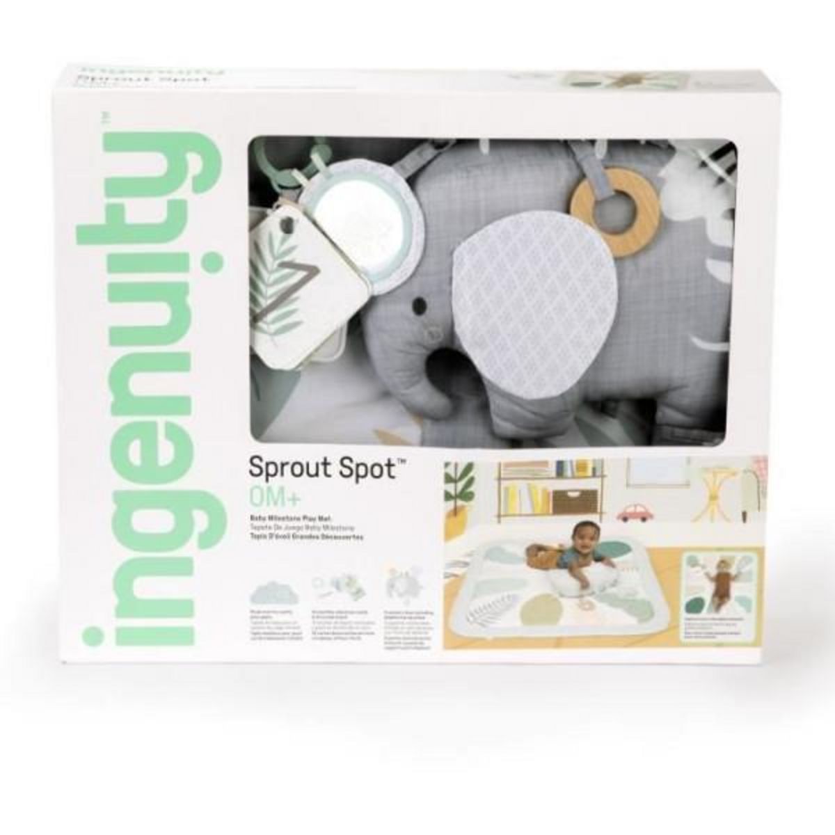 MARKET24 INGENUITY Tapis d'éveil tout confort Petit Eléphant, 12 cartes étapes mensuelles et tableau personnalisable