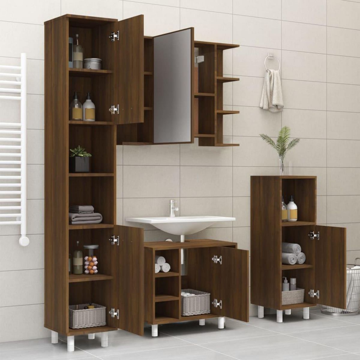 VIDAXL Armoire de bain Chene marron 30x30x179 cm Bois d'ingenierie