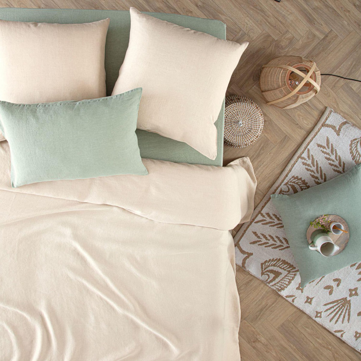 ATMOSPHERA Drap Housse bonnet 30 cm 100% Lin