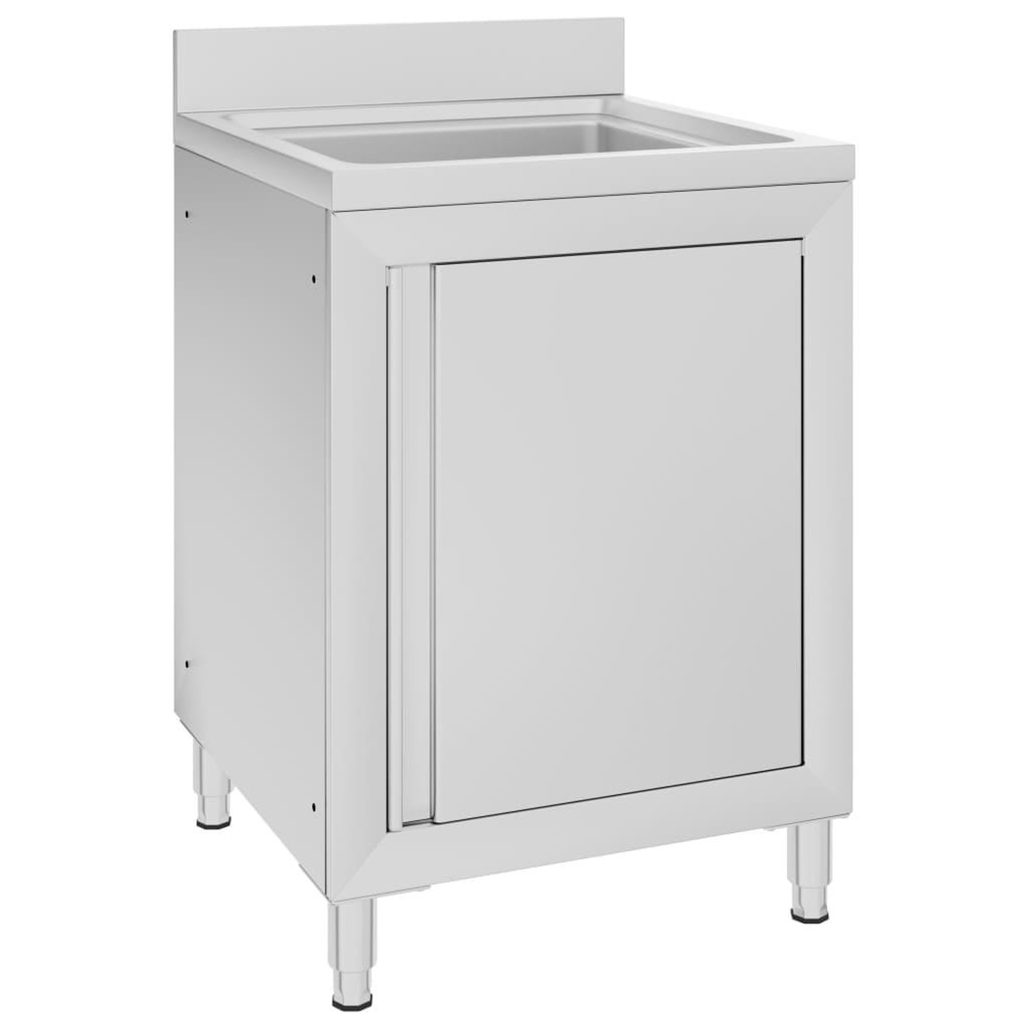 Voir la diapositive 1 : VIDAXL Evier de cuisine commercial 60x60x96 cm Acier inoxydable