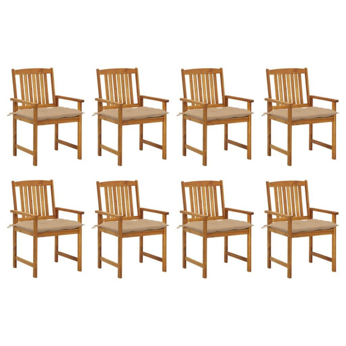 VIDAXL Chaises de jardin avec coussins lot de 8 Bois d'acacia solide