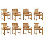 VIDAXL Chaises de jardin avec coussins lot de 8 Bois d'acacia solide