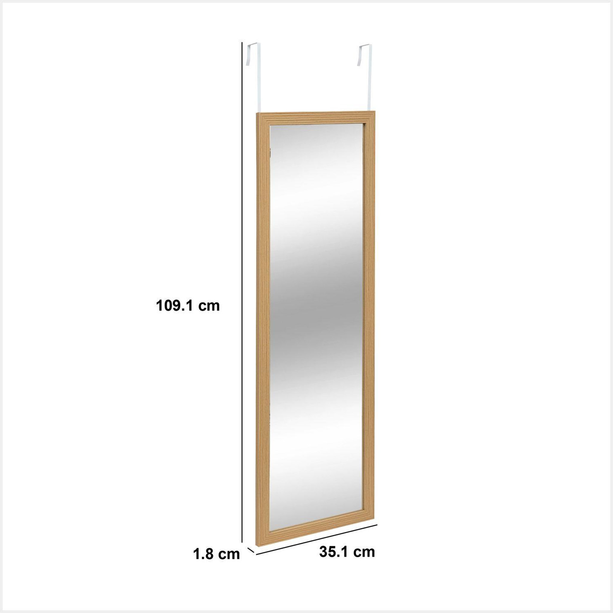 Voir la diapositive 3 : FIVE Miroir de porte à suspendre en bois TASSO - Beige