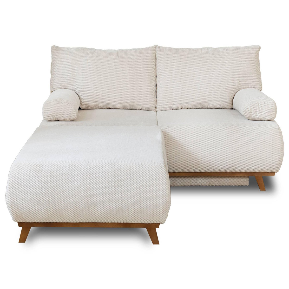 BEST MOBILIER Cristal - canapé 3 places - convertible avec coffre et grand pouf - en velours texturé