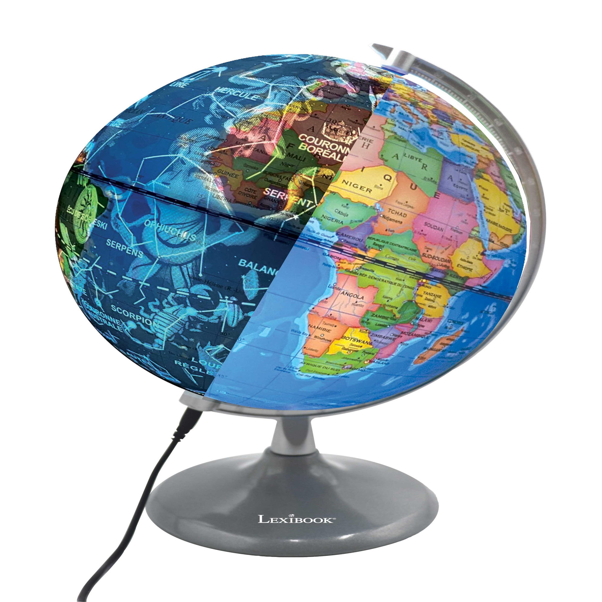 Voir la diapositive 2 : Lexibook Globe jour et nuit lumineux (français)