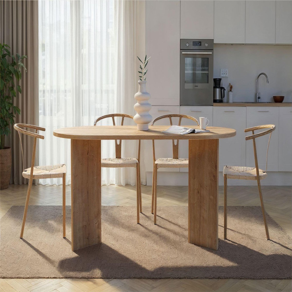 Habitat et Jardin Table à manger en bois  Sablin  180 x 90 x 75 cm - Chêne saphir