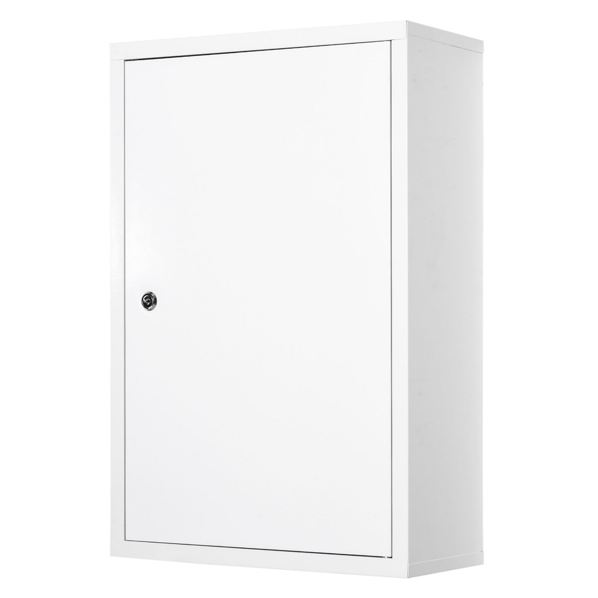 KLEANKIN Armoire à pharmacie 2 étagères 3 niveaux verrouillable dim. 40L x 18l x 60H cm 2 clés métal blanc