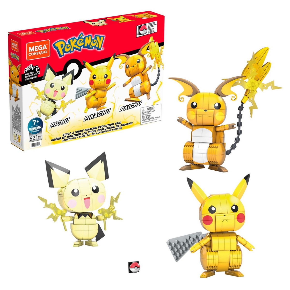 MEGA CONSTRUX Mega Construx - Pokémon Coffret Trio Evolution Pikachu à construire