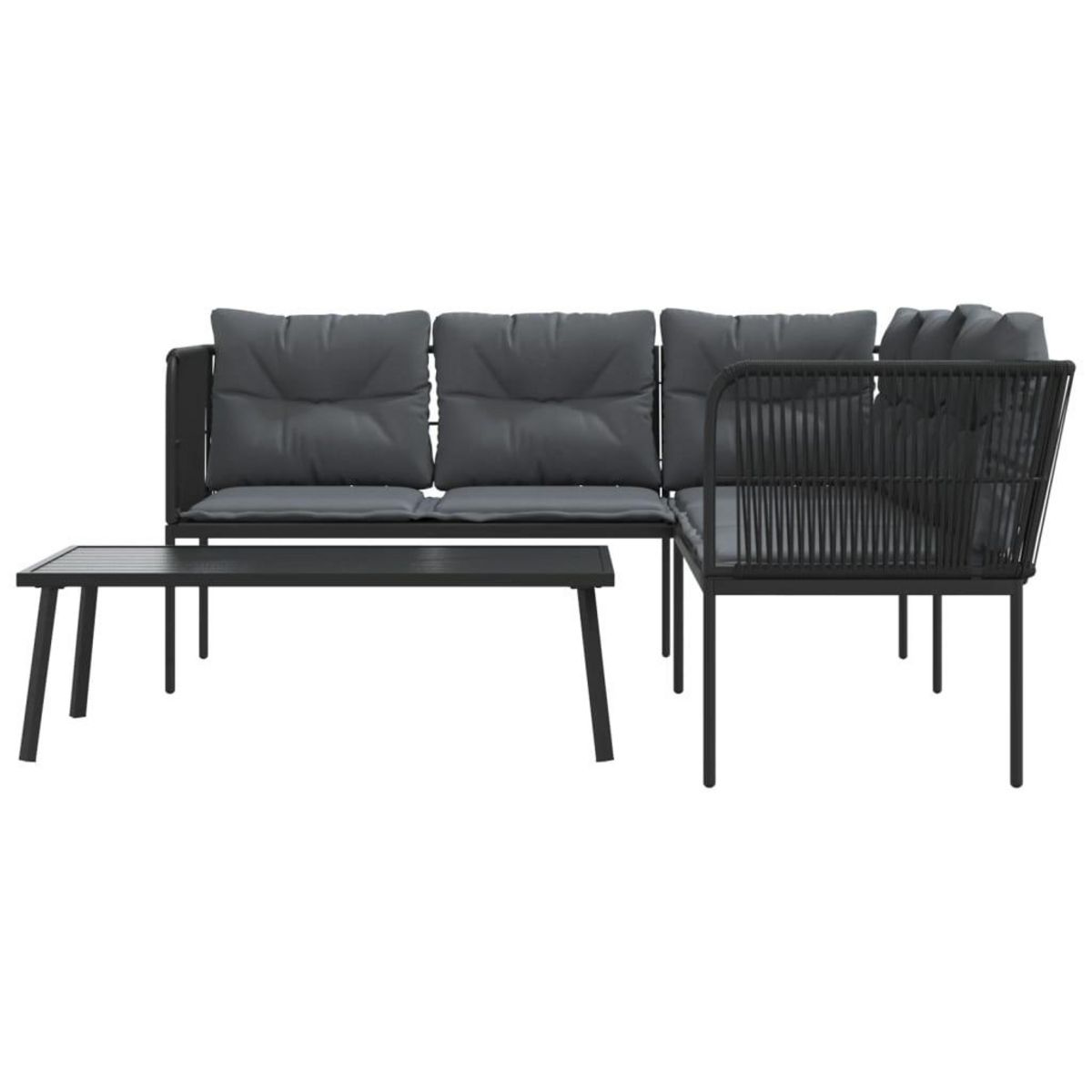 VIDAXL Ensemble de canapes de jardin et coussins noir acier textilene