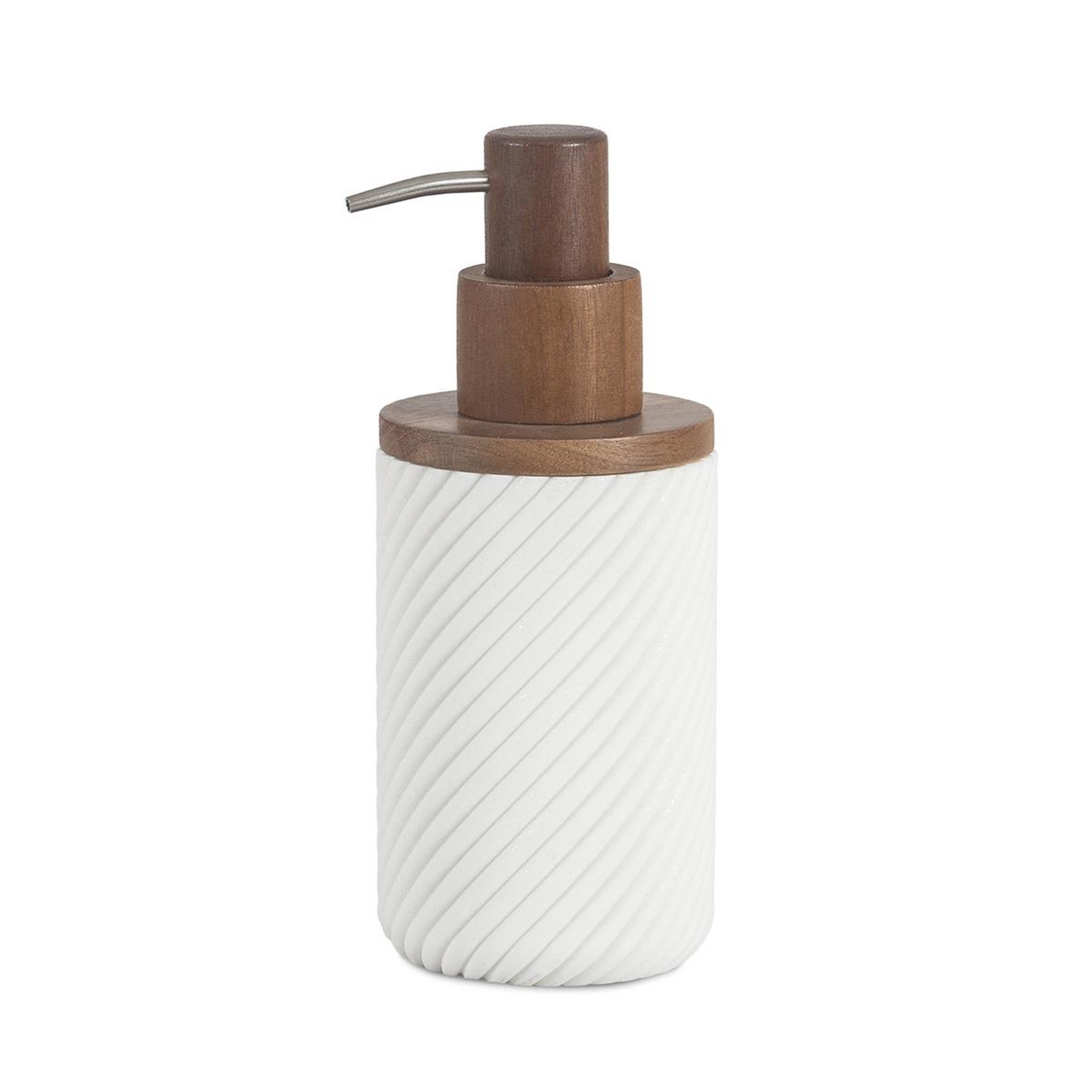 MAISON AUBERTIN Distributeur de savon - résine blanche et bois - ascoli