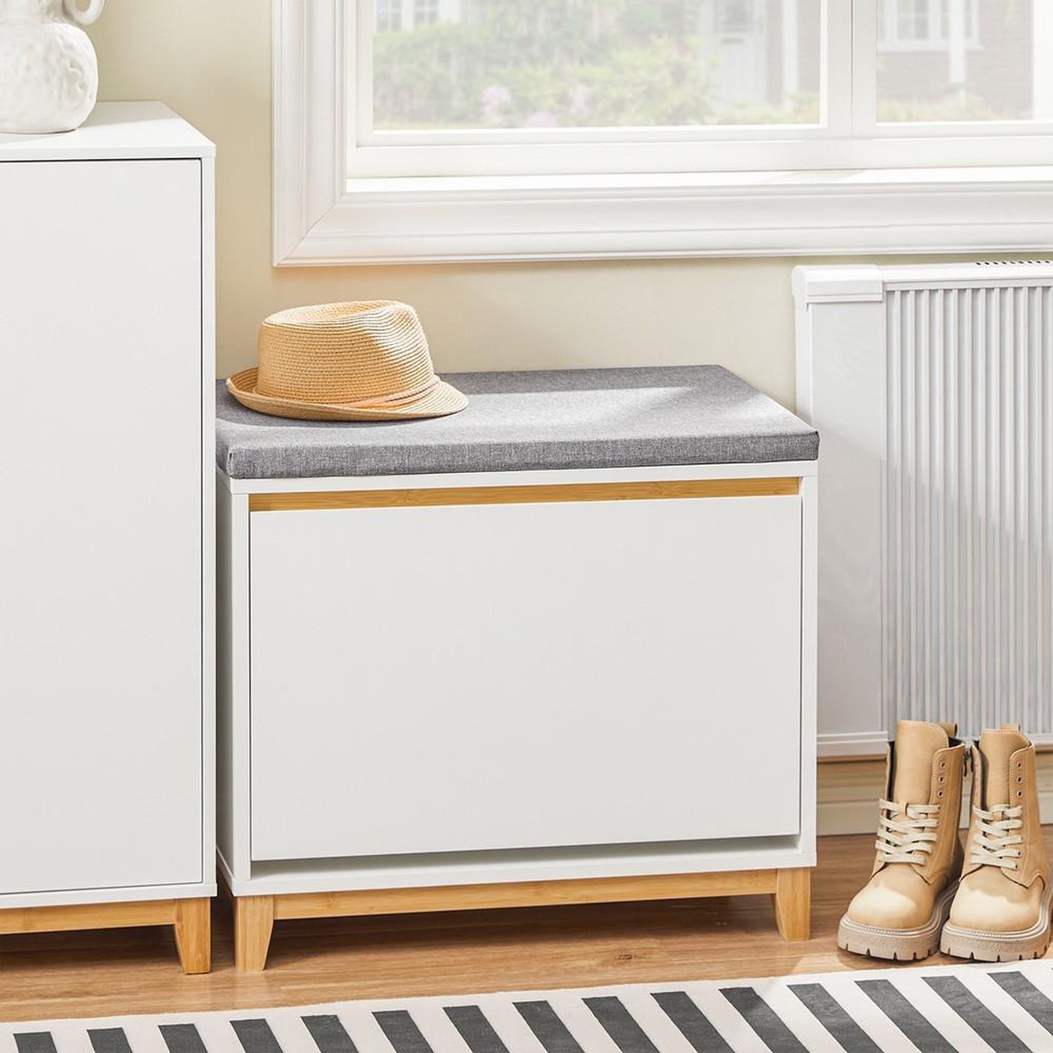 Voir la diapositive 2 : SOBUY SoBuy - Banc de rangement à chaussures avec une porte - Couleur Bois - 60x34x55cm - FSR191-NW