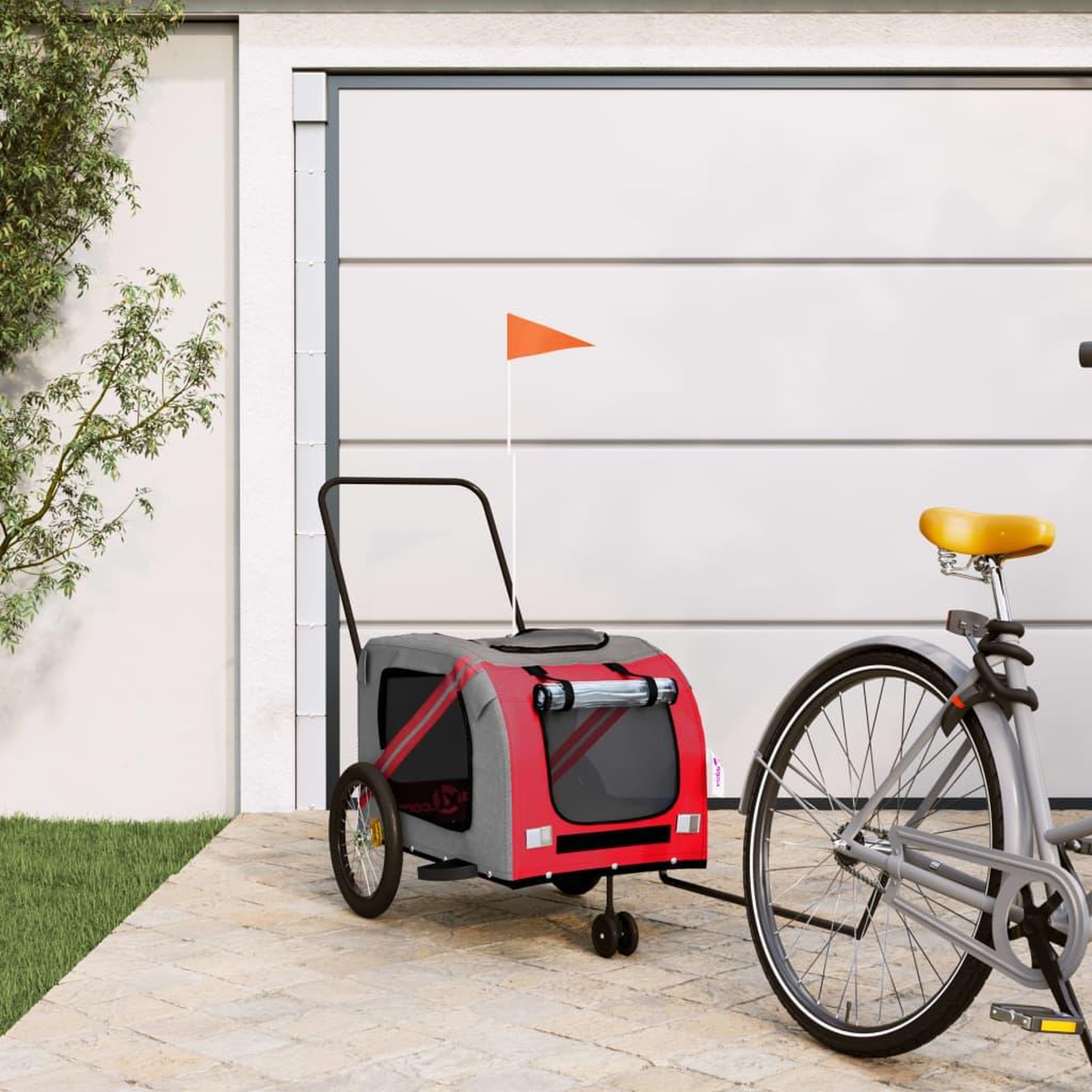 VIDAXL Remorque de velo pour animaux de compagnie orange et gris