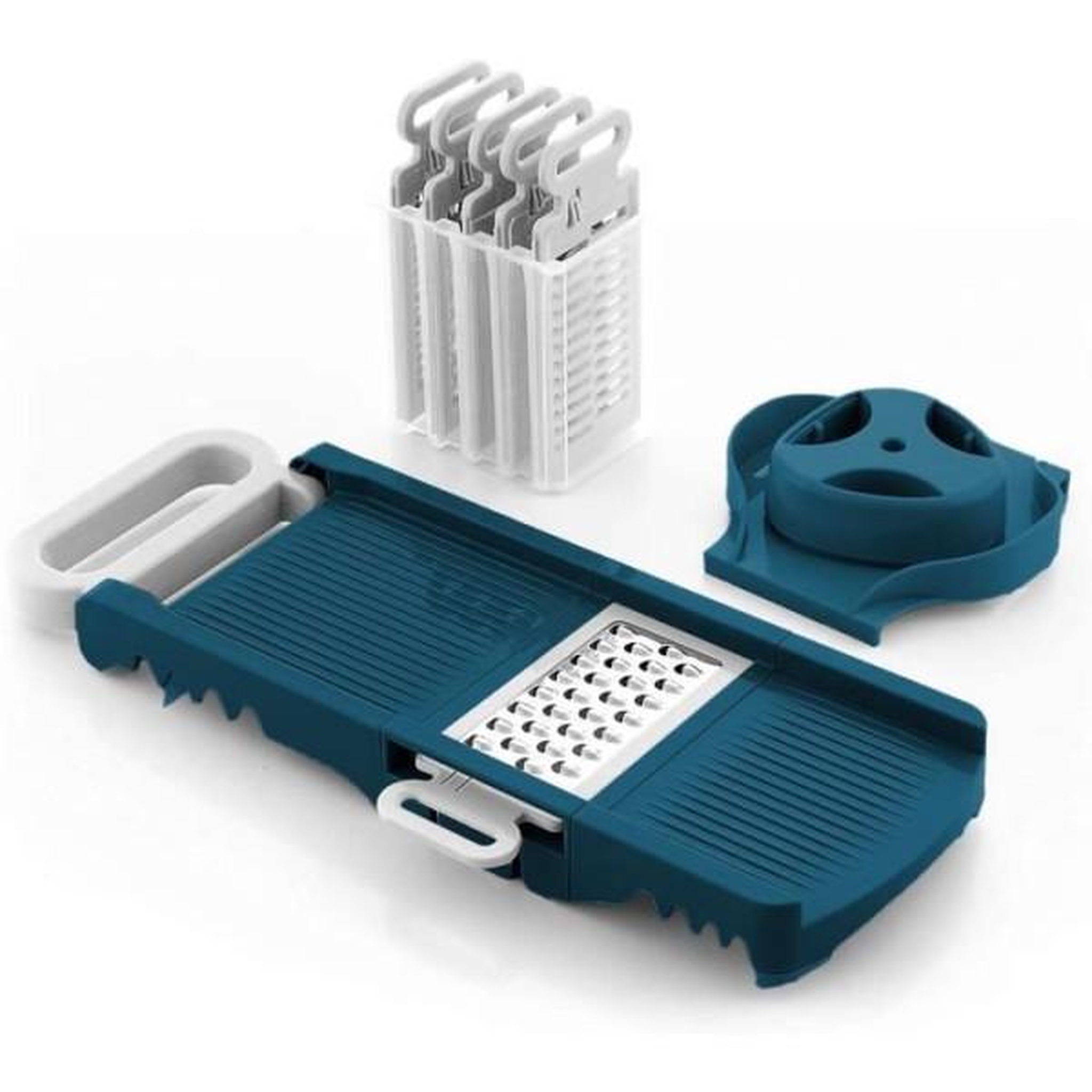 Arthur Martin Mandoline pliable - arthur martin - amm530 - 6 en 1 - 3 lames de râpes et 3 lames de coupes légumes - acier inoxydable