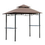 Voir la diapositive 1 : HOMCOM Pavillon abri tonnelle de jardin pour barbecue double toit 2 tablettes incluses tissu polyester acier 2,45 x 1,48 x 2,55 m chocolat