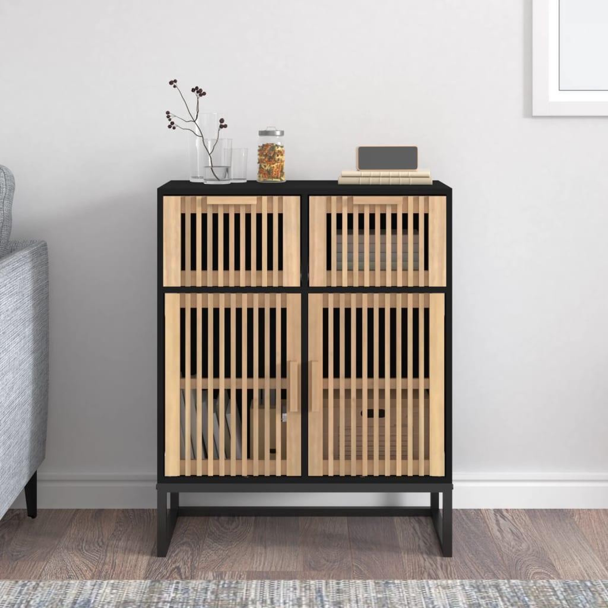 Voir la diapositive 1 : VIDAXL Buffet noir 60x30x75 cm bois d'ingenierie