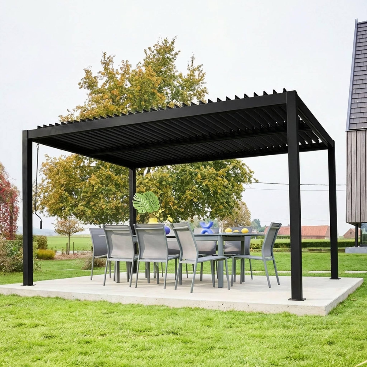 SWEEEK Pergola bioclimatique aluminium et acier lames orientables 4x3m Palace