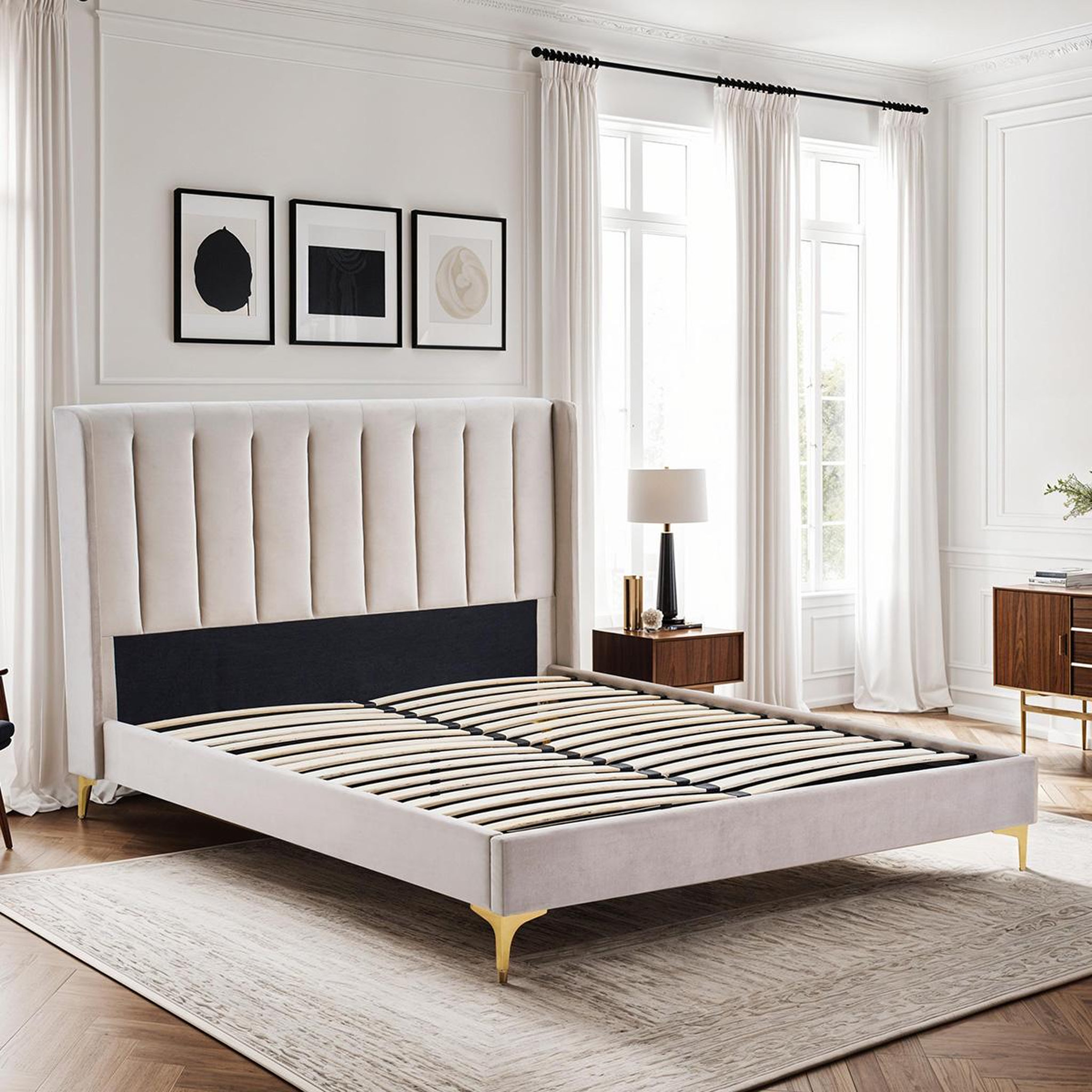 Voir la diapositive 5 : BELLECOUR Bellecour literie | sommier avec tête de lit lavezzi | coloris beige
