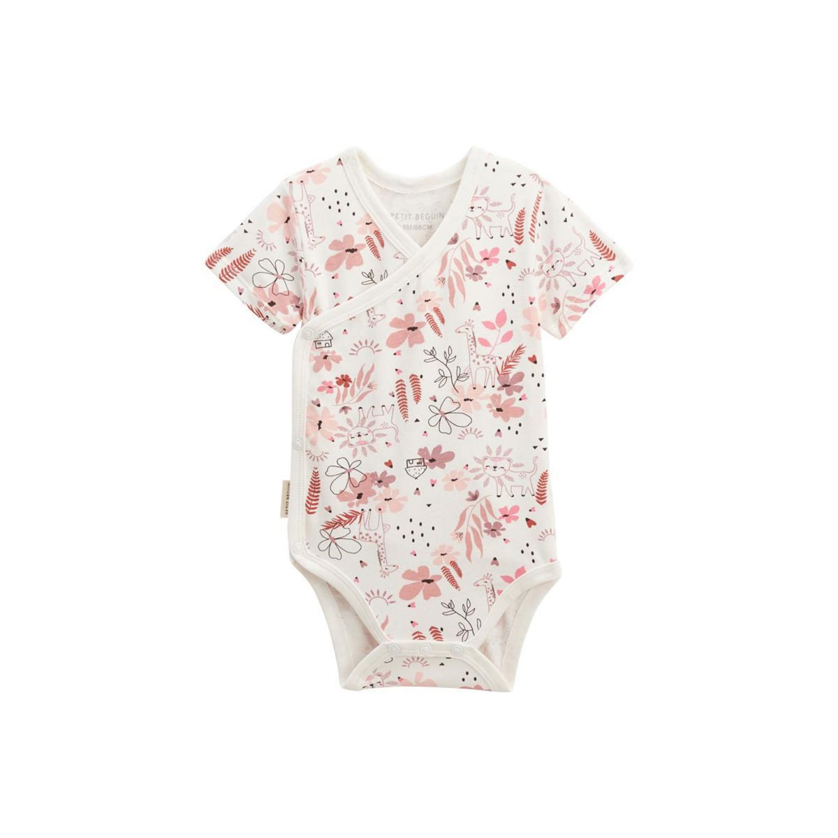Petit Béguin Lot de 2 bodies bébé manches courtes ouverture croisée Petit Safari