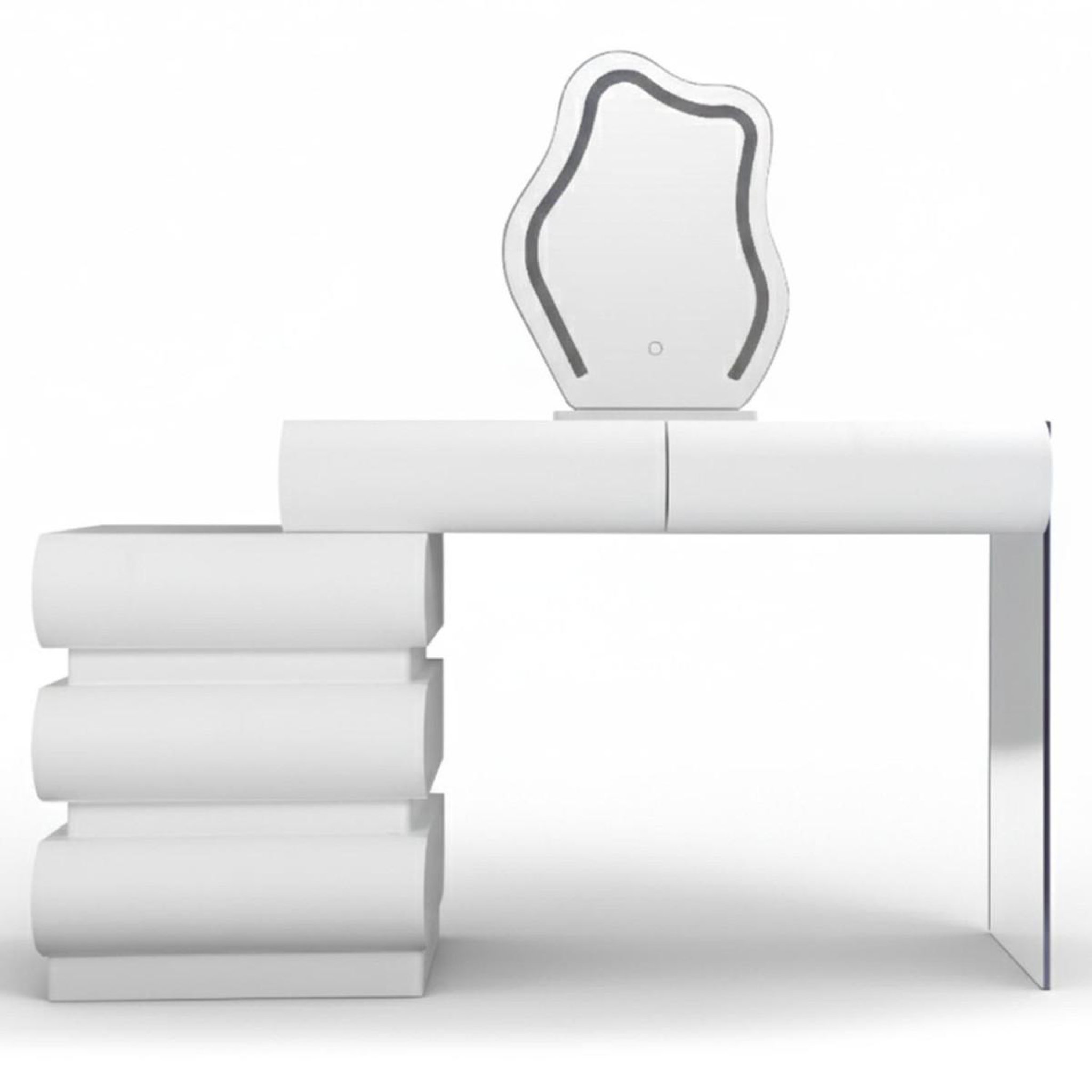 Voir la diapositive 2 : Paris Prix Coiffeuse extensible  5 tiroirs  sherazade  101-140cm blanc
