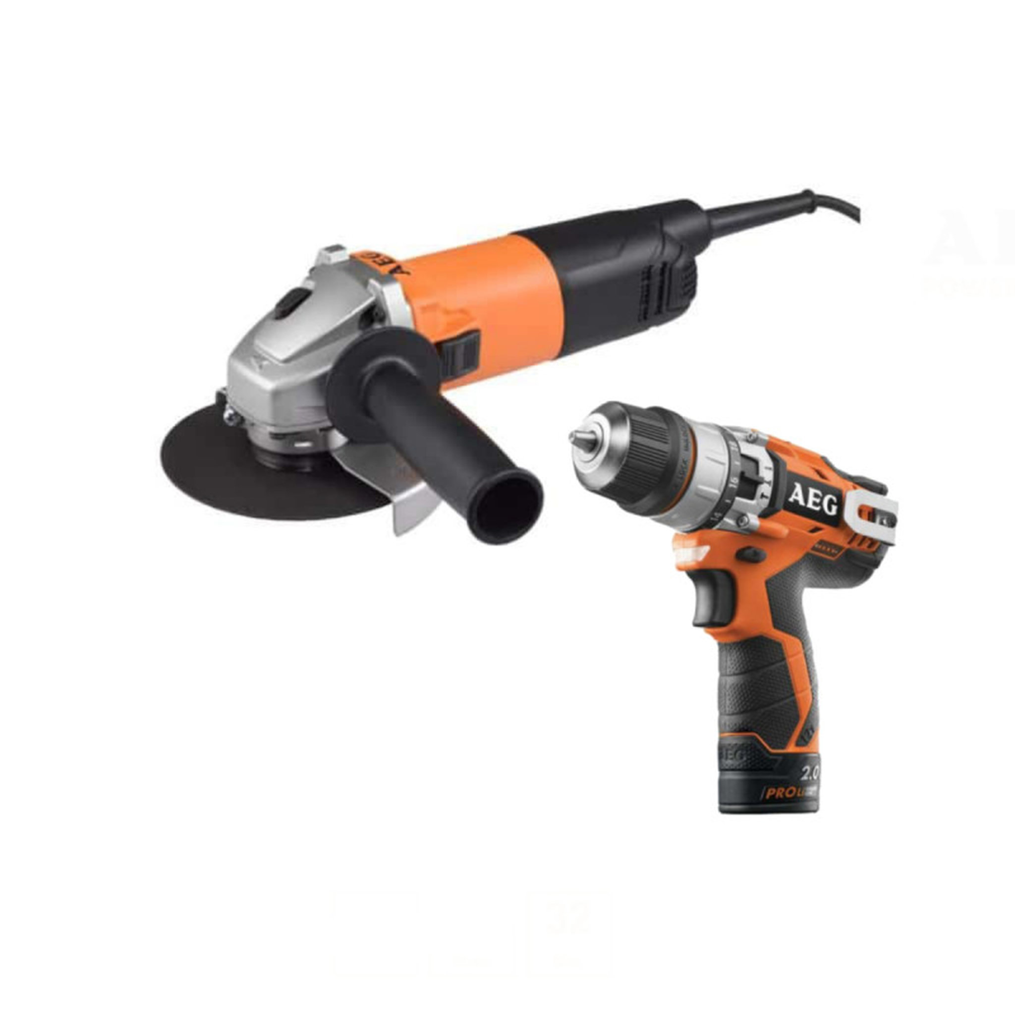 Voir la diapositive 1 : AEG Pack AEG Meuleuse électrique 800W - WS8-125SK - Perceuse à percussion AEG 12V Li-ion