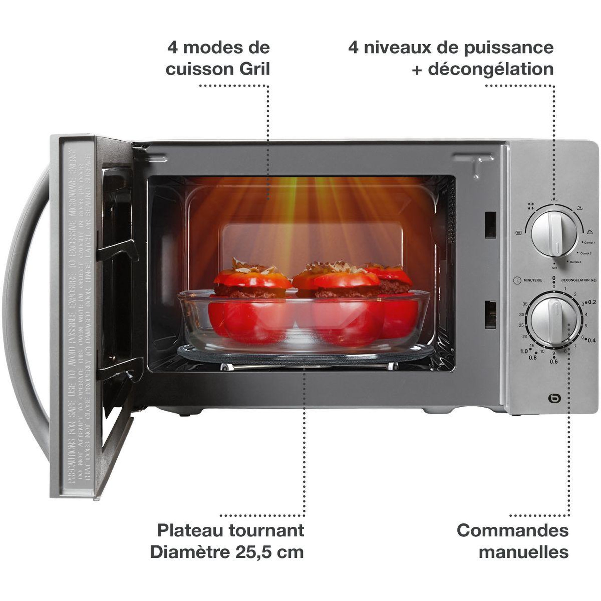 Voir la diapositive 3 : ESSENTIEL B Micro ondes grill EG204s Titane