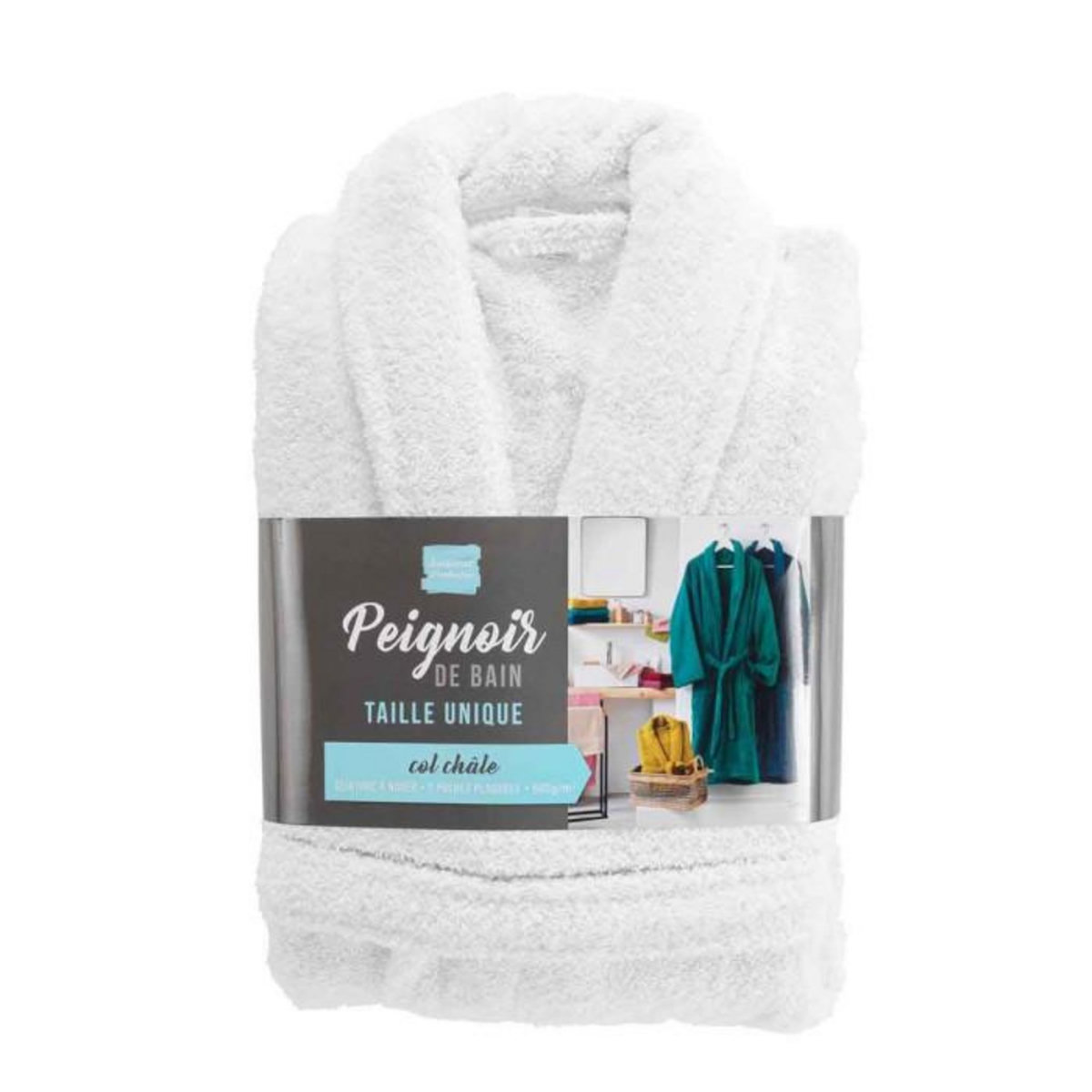 Paris Prix Peignoir Col Châle en Coton  Tendresse  Blanc