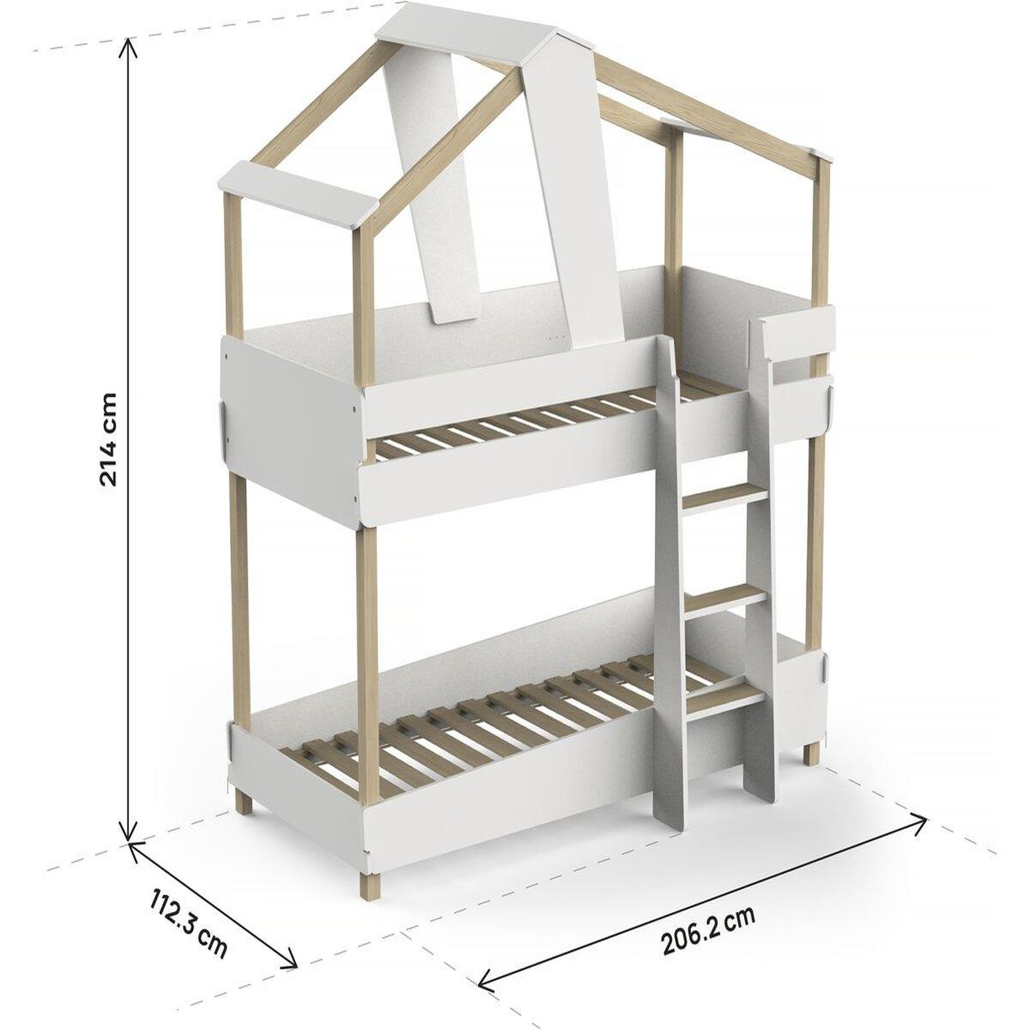 Voir la diapositive 3 : Habitat et Jardin Lit cabane superposé bois  Timber  - 90 x 200 cm - Blanc