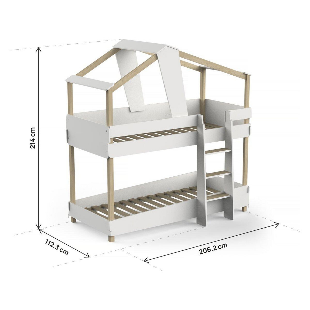 Habitat et Jardin Lit cabane superposé bois  Timber  - 90 x 200 cm - Blanc