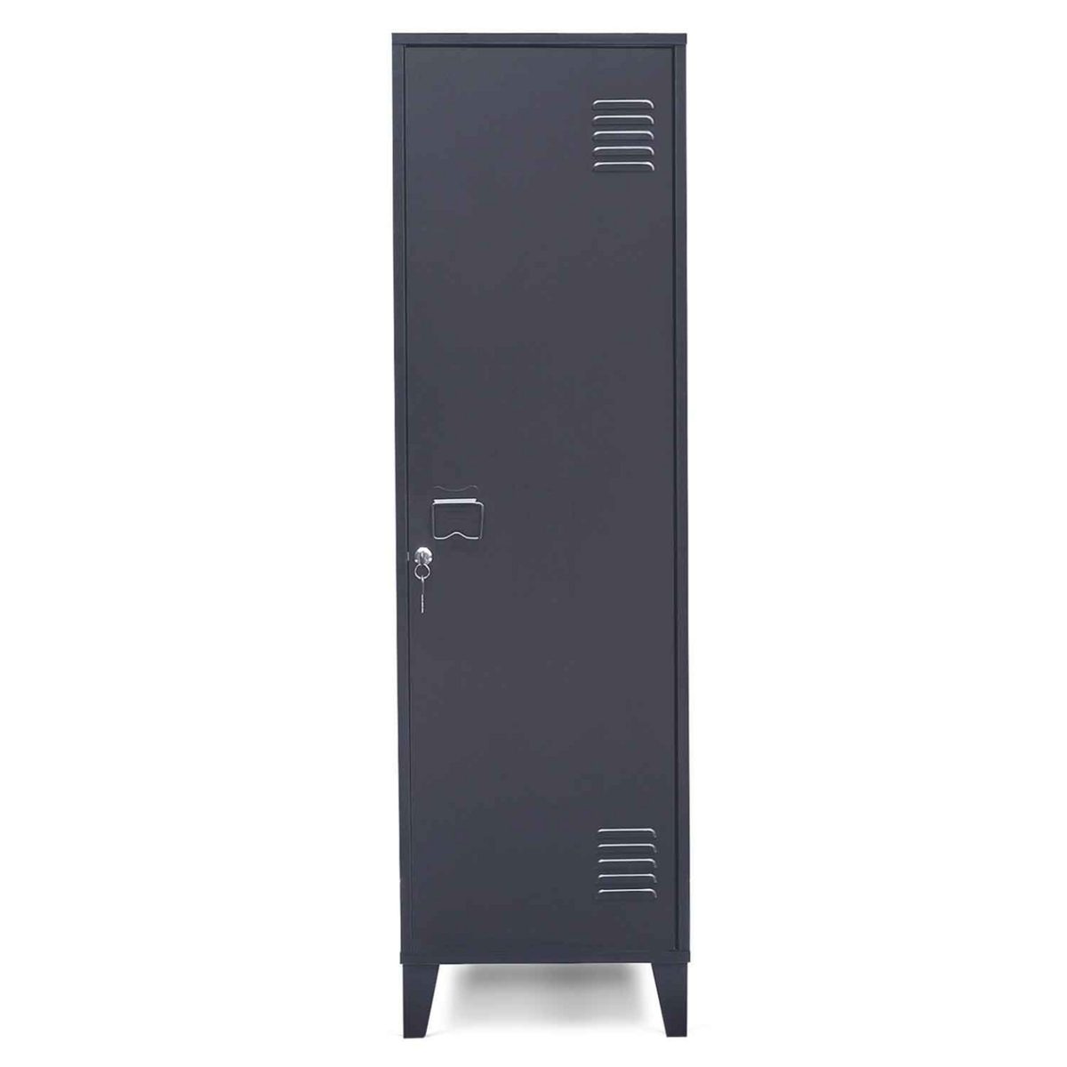 ID MARKET Armoire vestiaire ESTER porte métal gris foncé design industriel