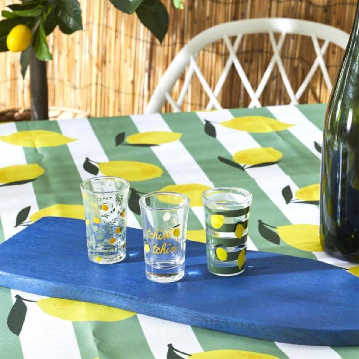 Paris Prix Lot de 3 Verres Design  Shooter  4cl Vert & Jaune