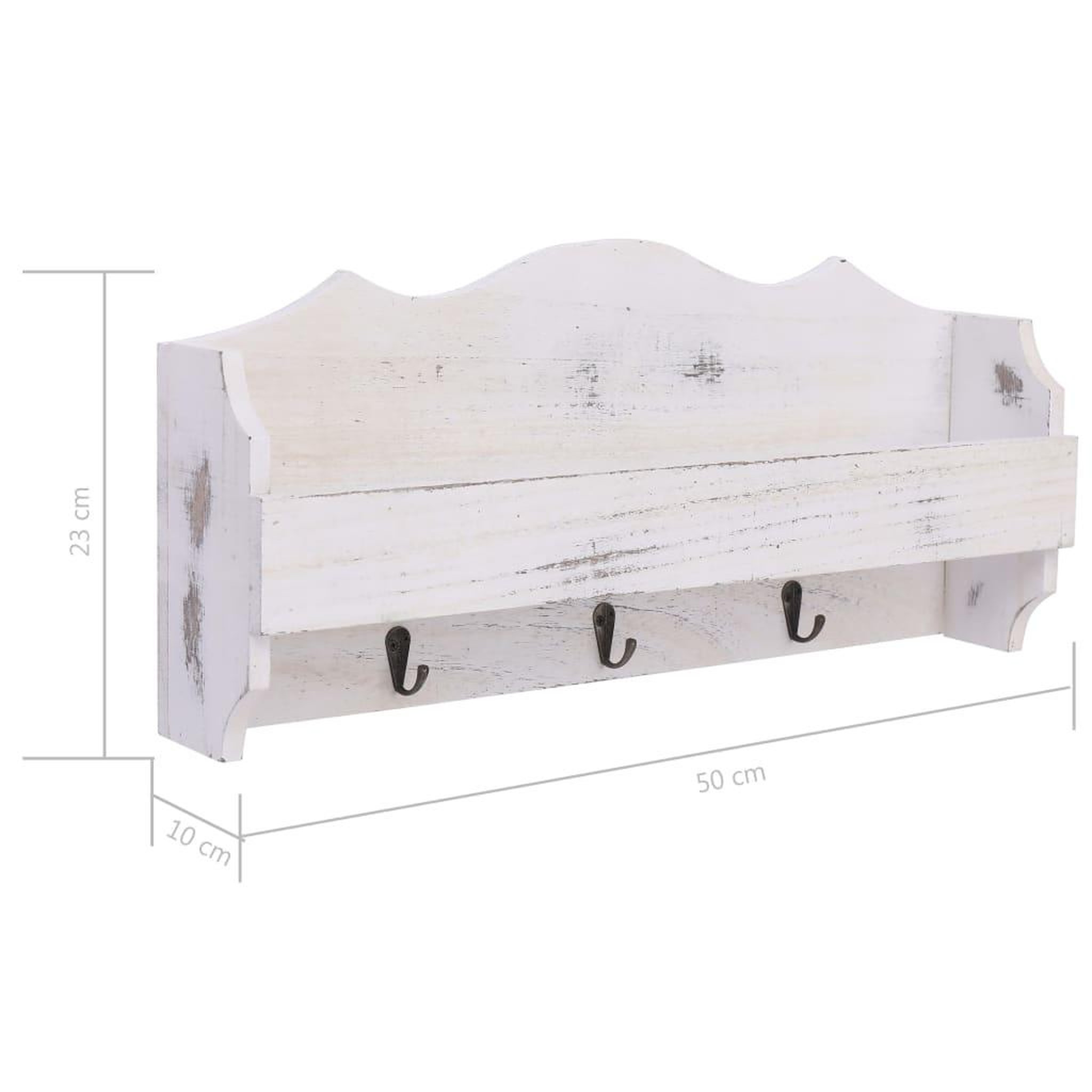 Voir la diapositive 6 : VIDAXL Porte-manteau mural Blanc 50x10x23 cm Bois