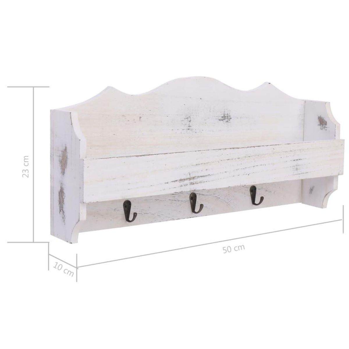 VIDAXL Porte-manteau mural Blanc 50x10x23 cm Bois