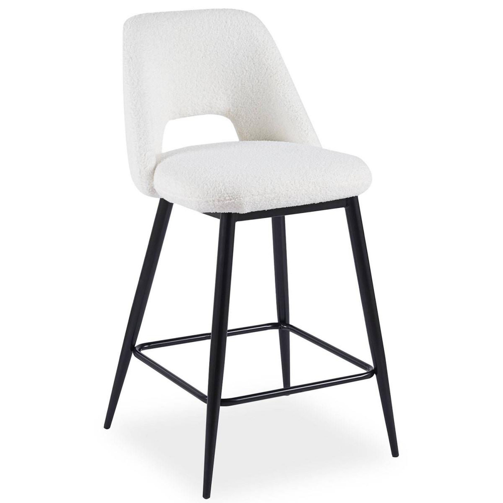 Voir la diapositive 4 : Paris Prix Lot de 2 Chaises de Bar  Bouclette  92cm Crème & Noir