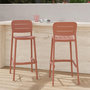 Voir la diapositive 2 : Rendez vous déco Lot de 2 chaises de bar de jardin 75 cm en plastique terracotta-Lola