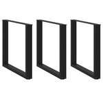 VIDAXL Pieds de table basse forme de U 3 pcs noir 90x(72-73) cm acier