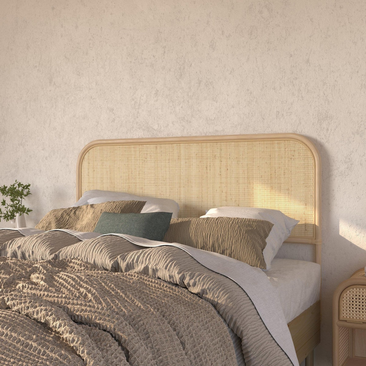 Rendez vous déco Tête de lit 140 cm en rotin naturel-Grace