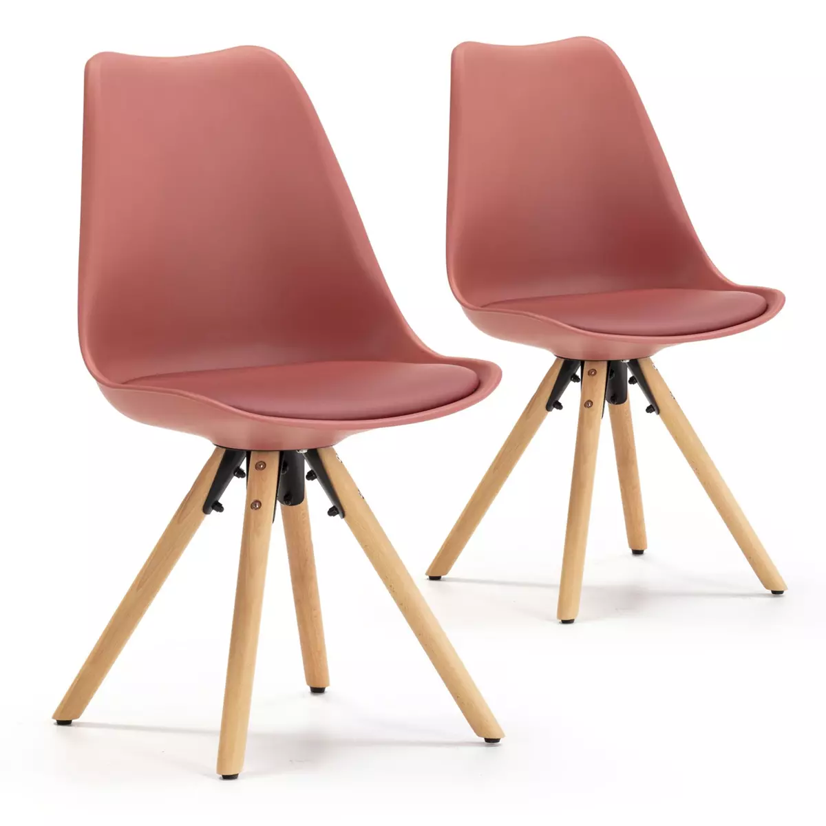 VS VENTA-STOCK Set de 2 chaises Salle à Manger Jeff Style Nordique Rouge, 54 cm x 49 cm x 84 cm