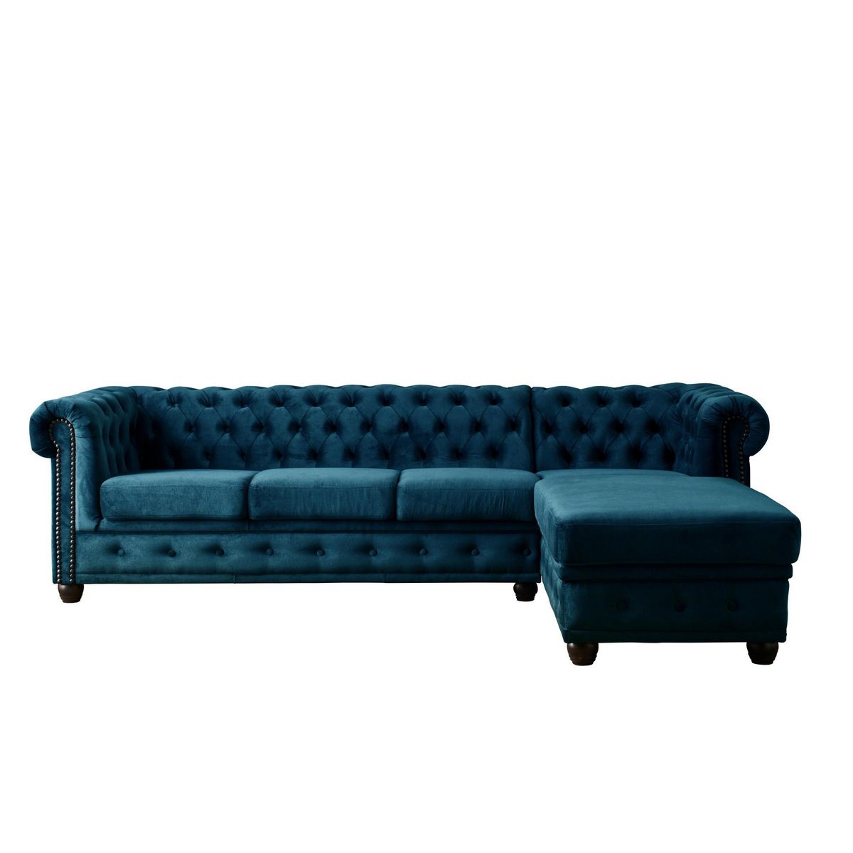 LISA DESIGN William - canapé chesterfield d'angle droit - 4 places - en velours