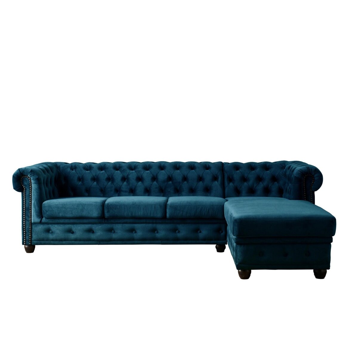 LISA DESIGN William - canapé chesterfield d'angle droit - 4 places - en velours