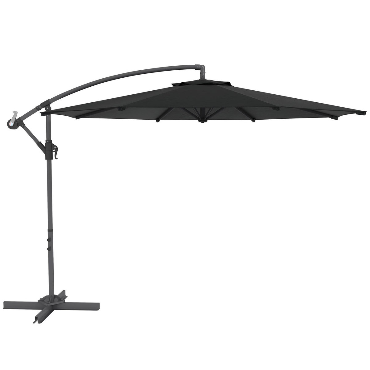 OUTSUNNY Parasol déporté octogonal inclinable rabattable diamètre 2,97 m parasol de jardin avec pied en croix noir