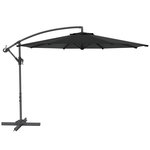 OUTSUNNY Parasol déporté octogonal inclinable rabattable diamètre 2,97 m parasol de jardin avec pied en croix noir