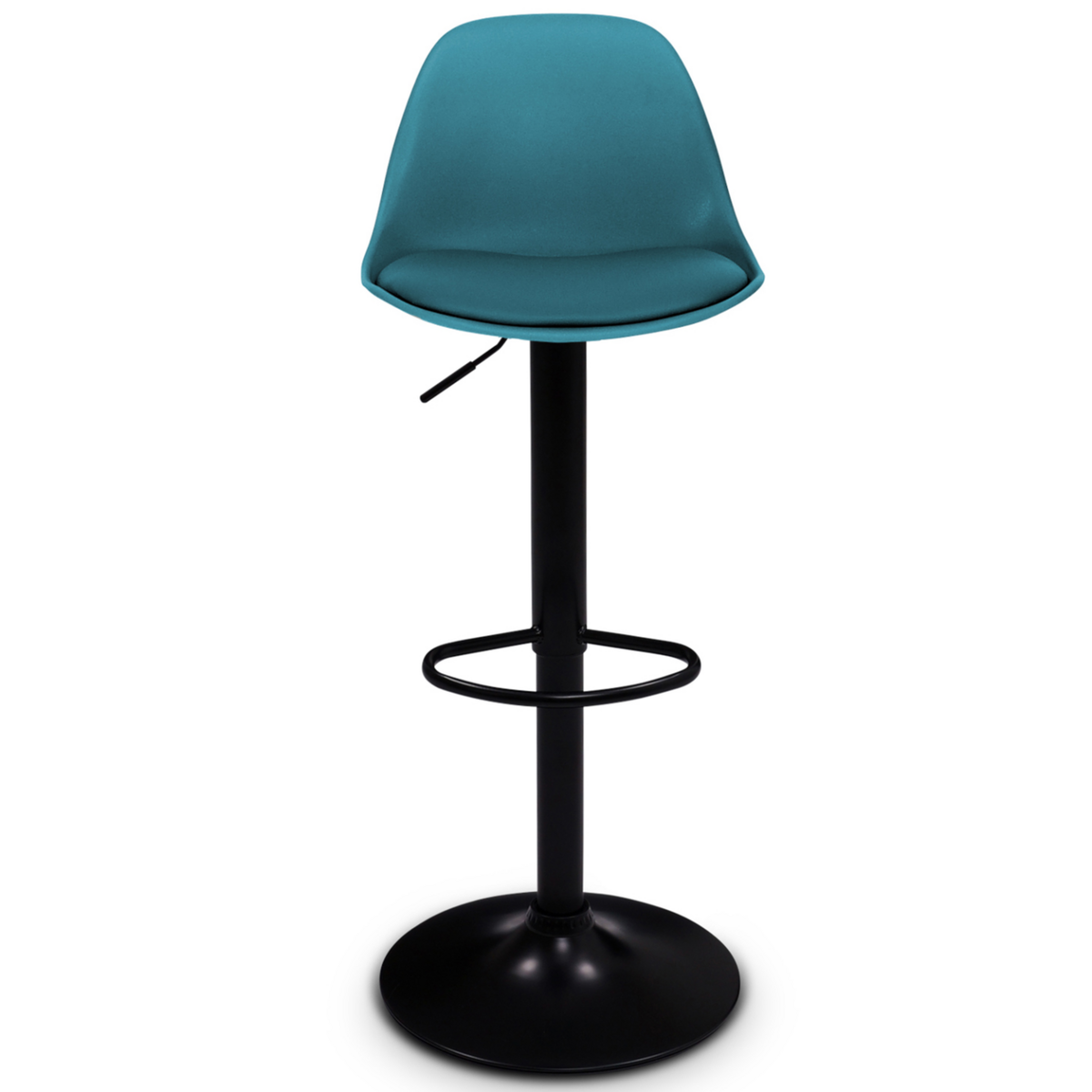 ID MARKET Lot de 2 tabourets de bar KARL design bleu canard pied noir