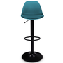Voir la diapositive 3 : ID MARKET Lot de 2 tabourets de bar KARL design bleu canard pied noir