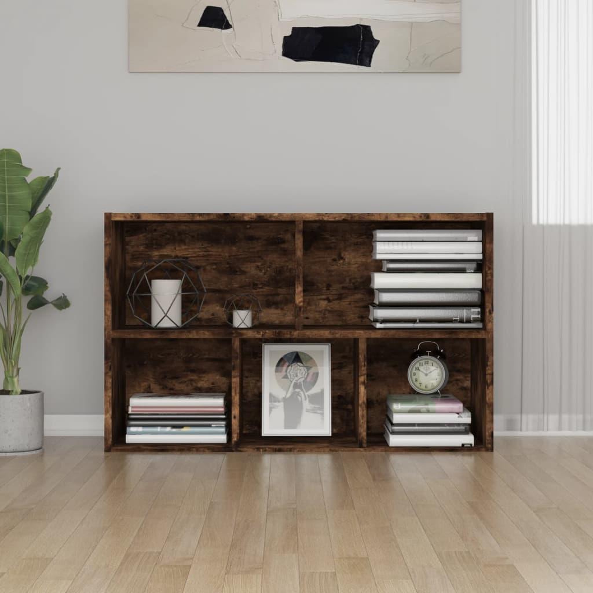 Voir la diapositive 3 : VIDAXL Bibliotheque/Buffet chene fume 50x25x80 cm bois d'ingenierie